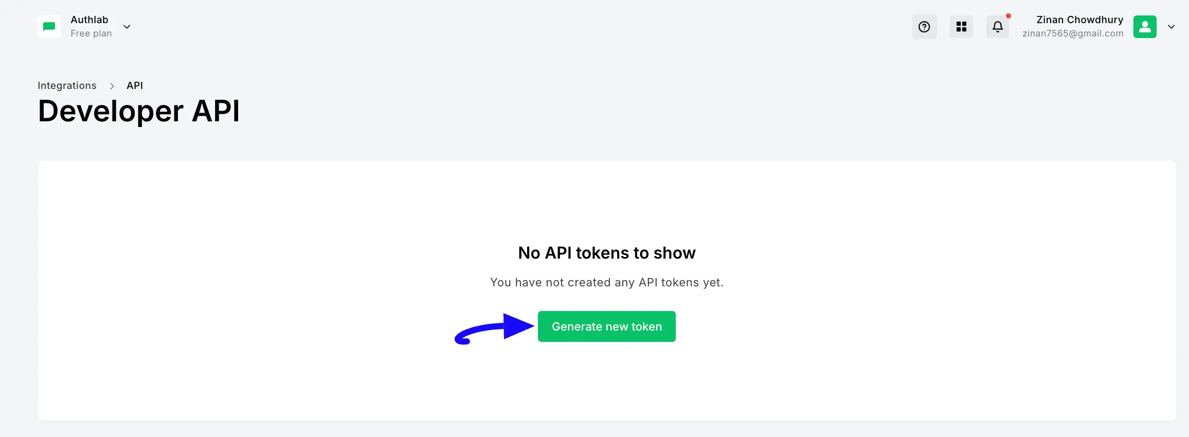 4. Generate New Token button 46682