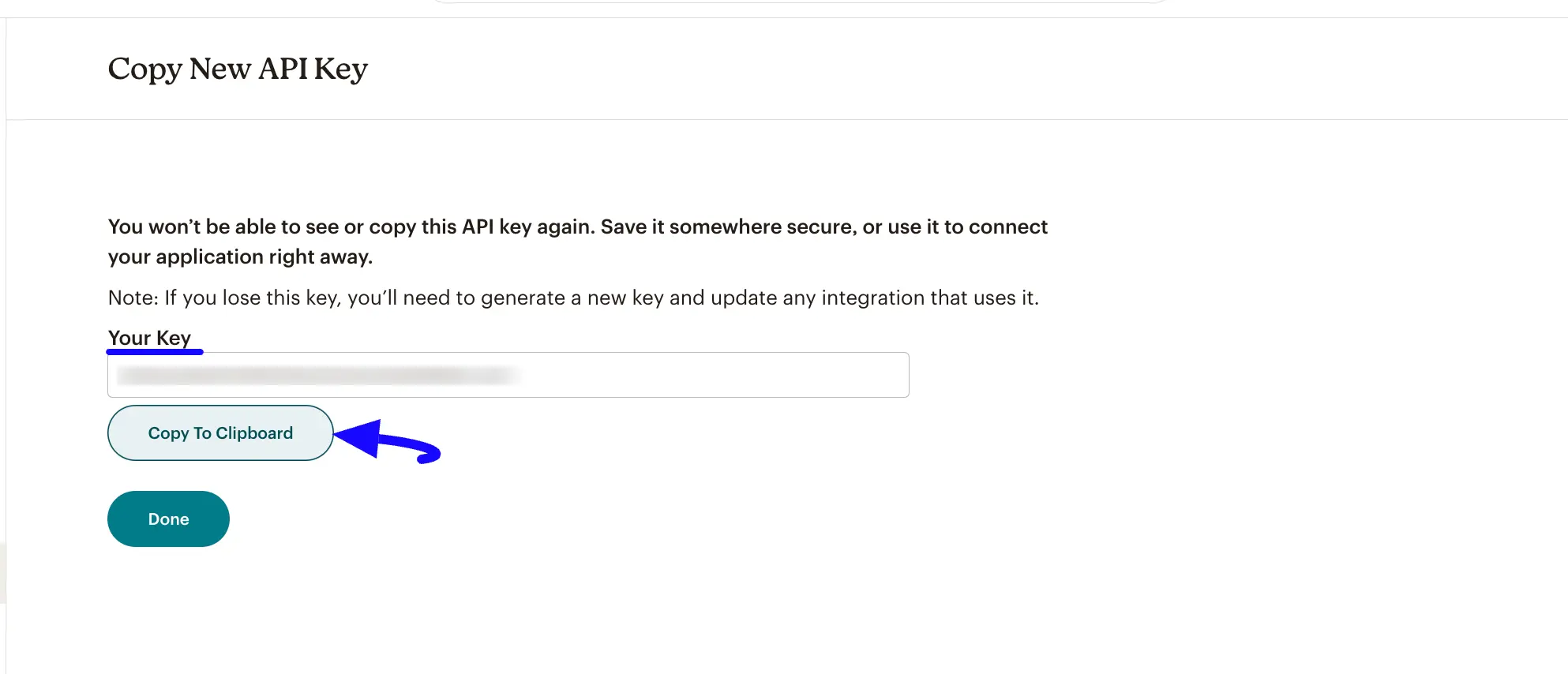 7. Copy API key 46625