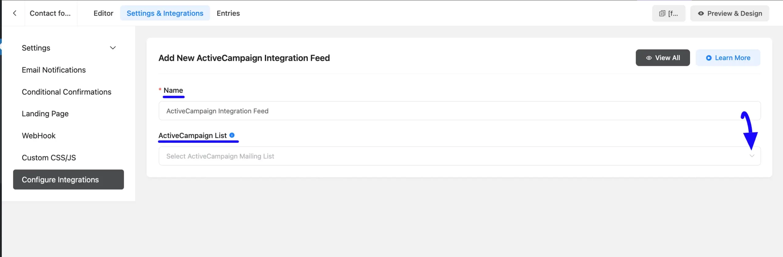 8. Add new ActiveCampaign Integration Feed scaled 46431