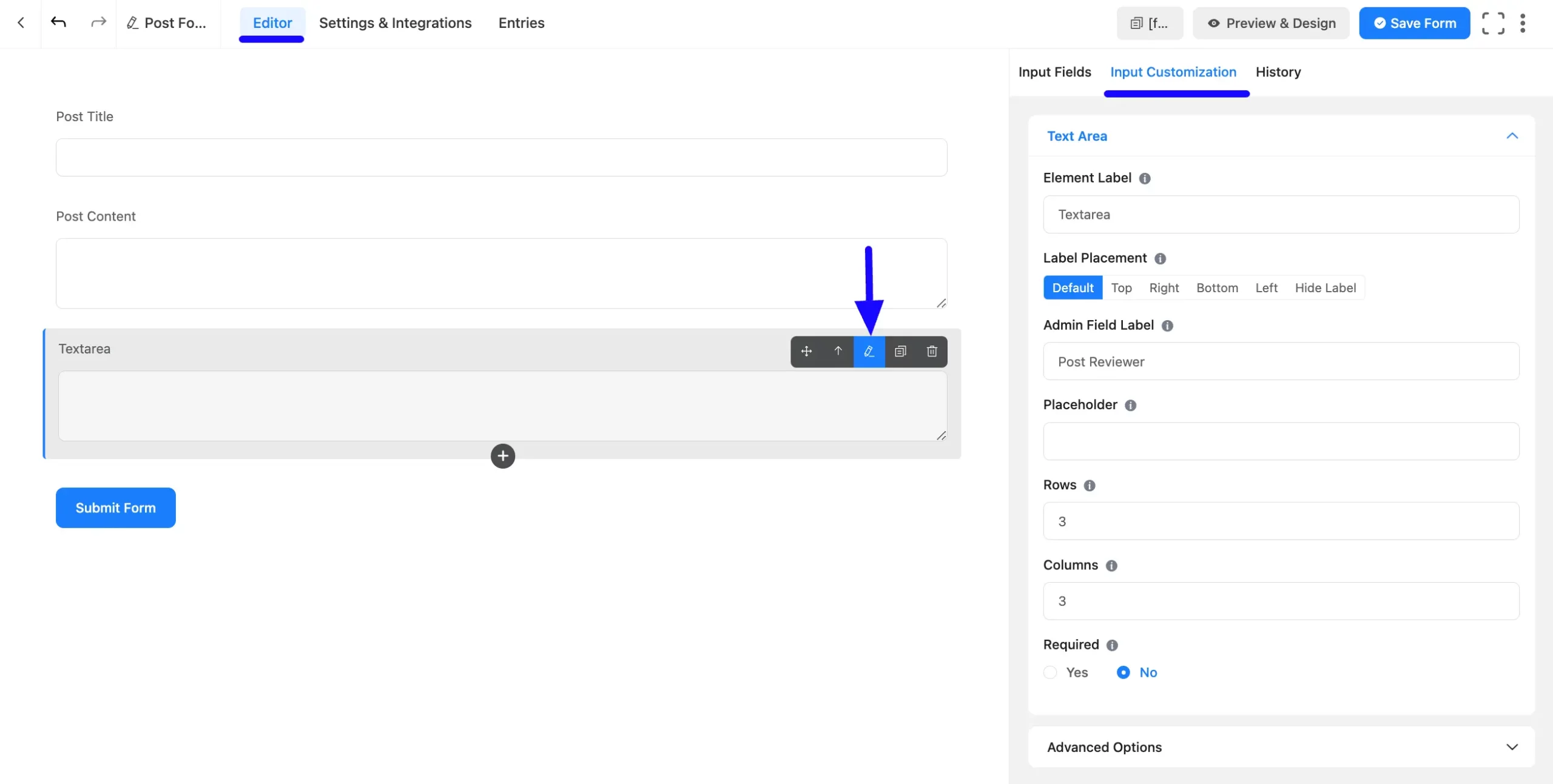 11. Input Customization option of Textarea field scaled 49658
