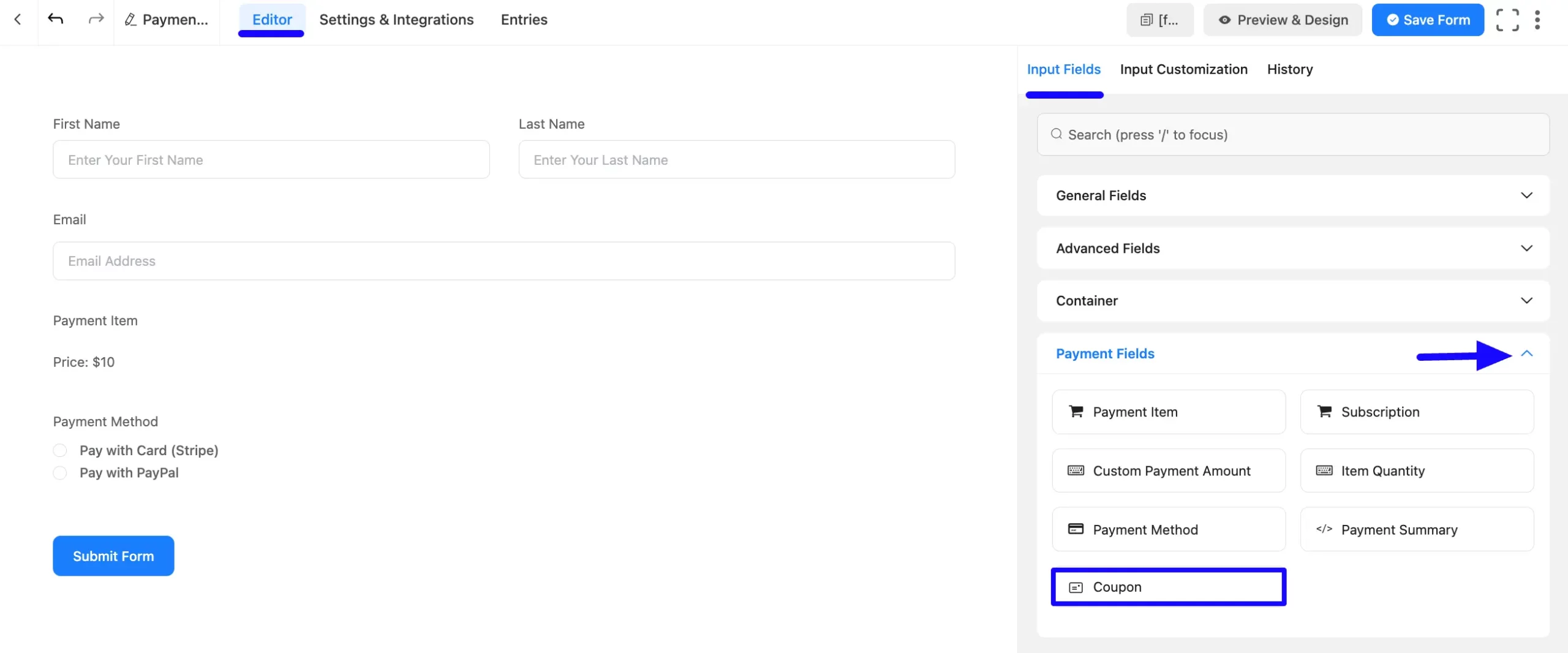 6. Add Coupon field scaled 48580