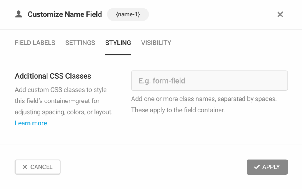 Additional CSS Forminator