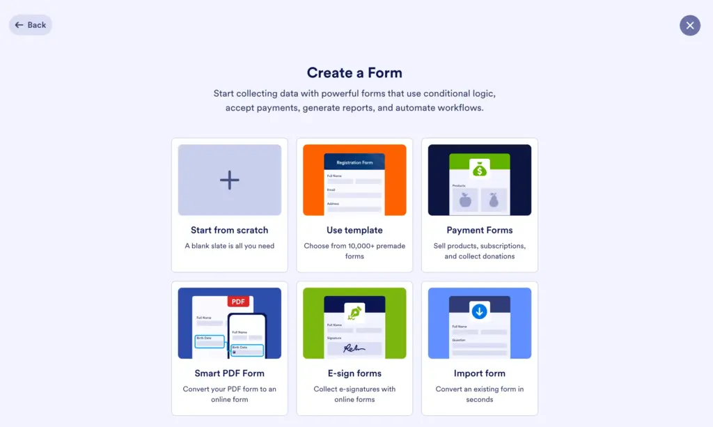 Create form - jotform