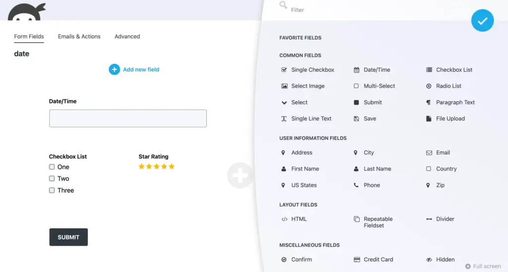 Ninja Forms Editor Tab