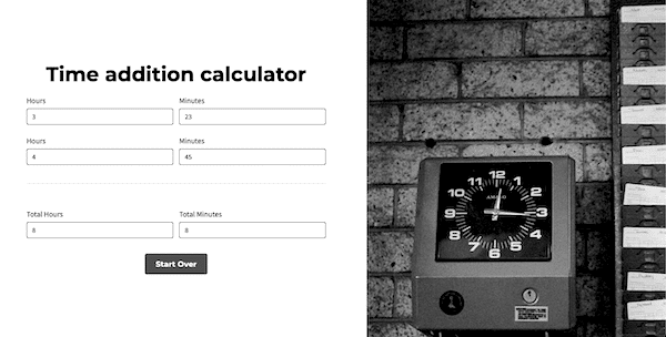 Add time calculator example made with Formidable Forms