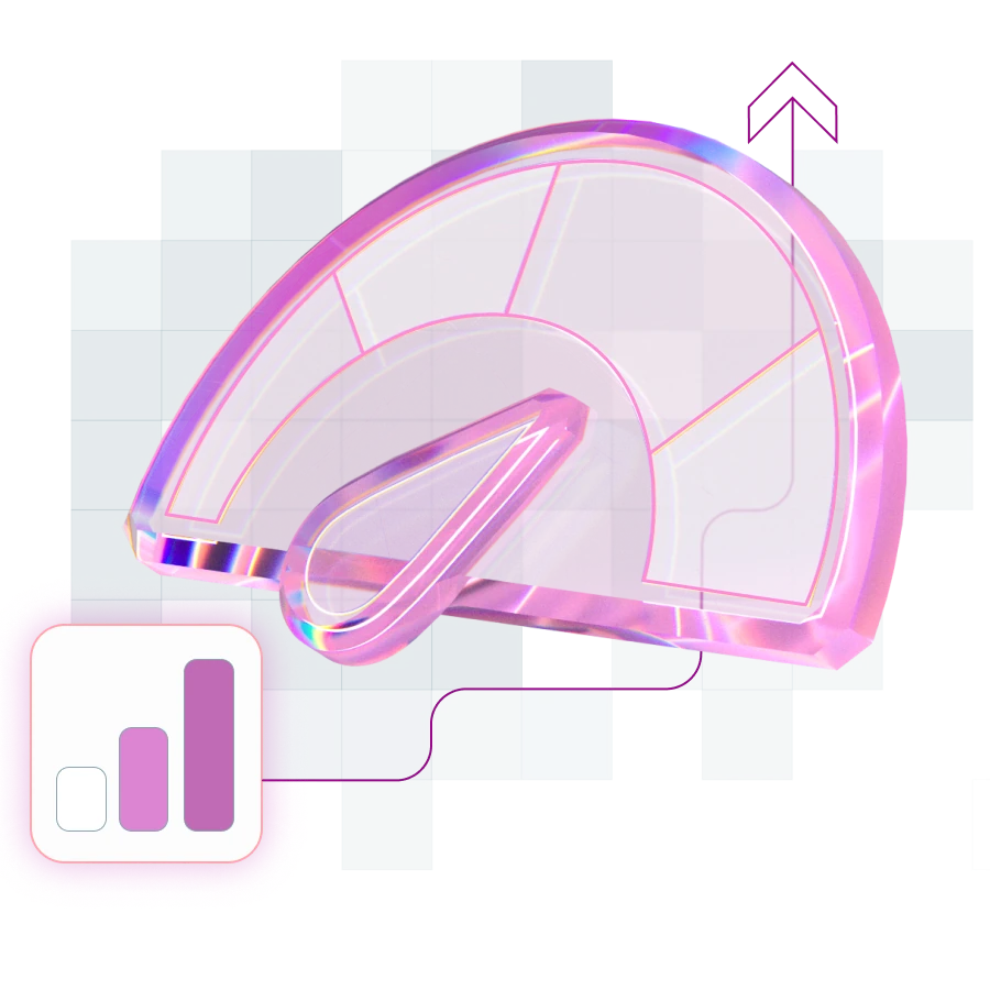 3D-Illustration eines Tachos für Websitespeed