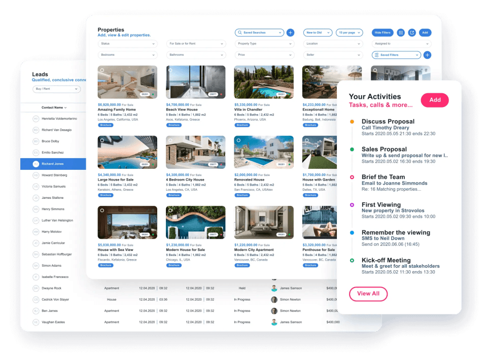 Qobrix CRM Activities Leads Properties