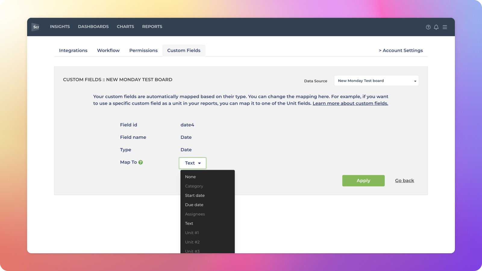 Select different "Map To"