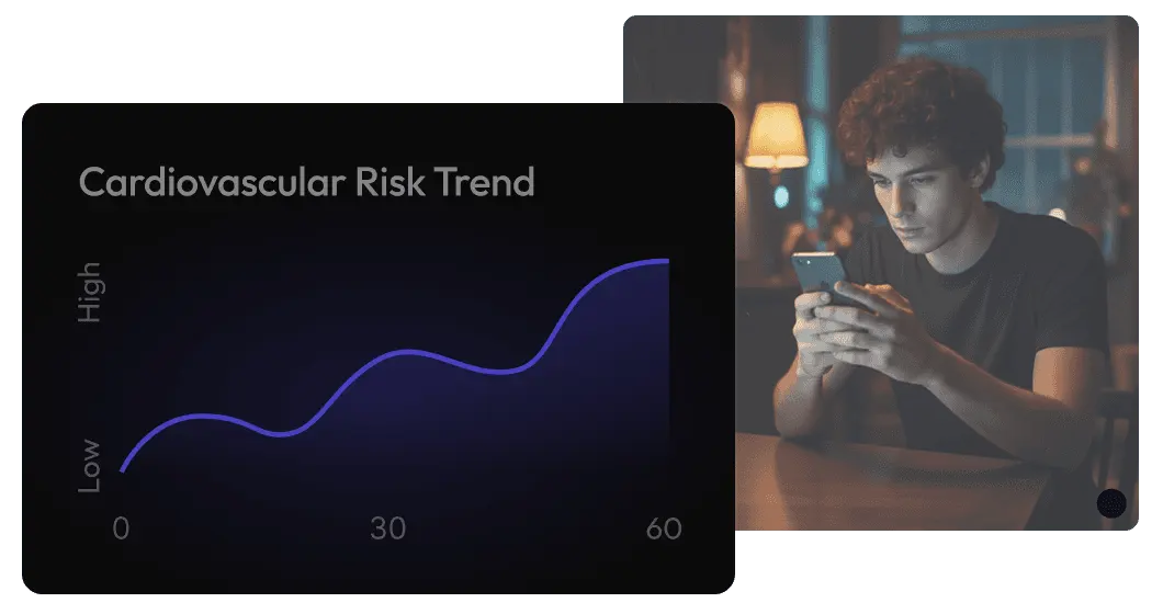 Vitals AI rPPG scan with Risk Trend
