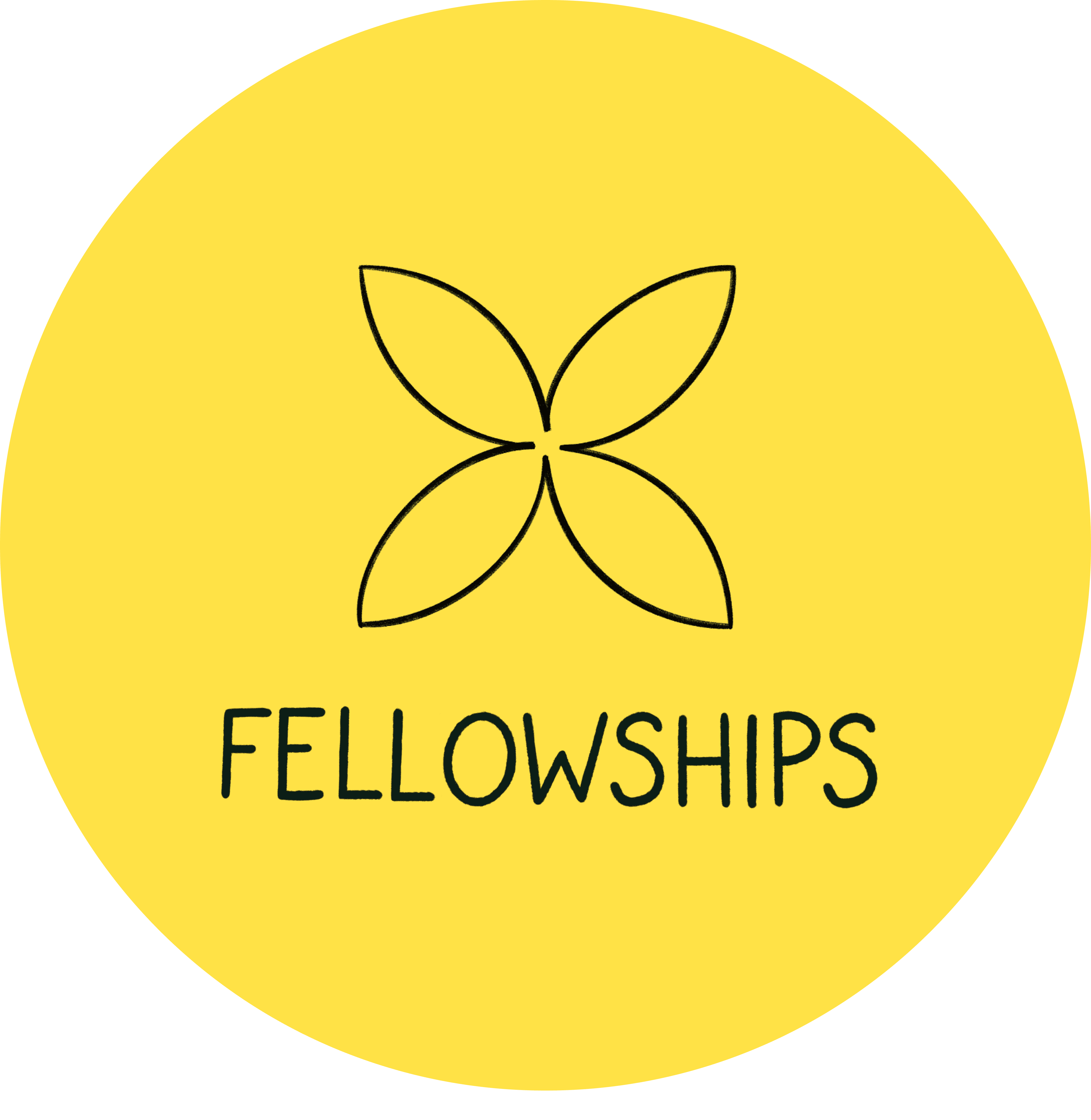 Remote Lab Fellowships logo featuring a black four-petal symbol on a yellow background