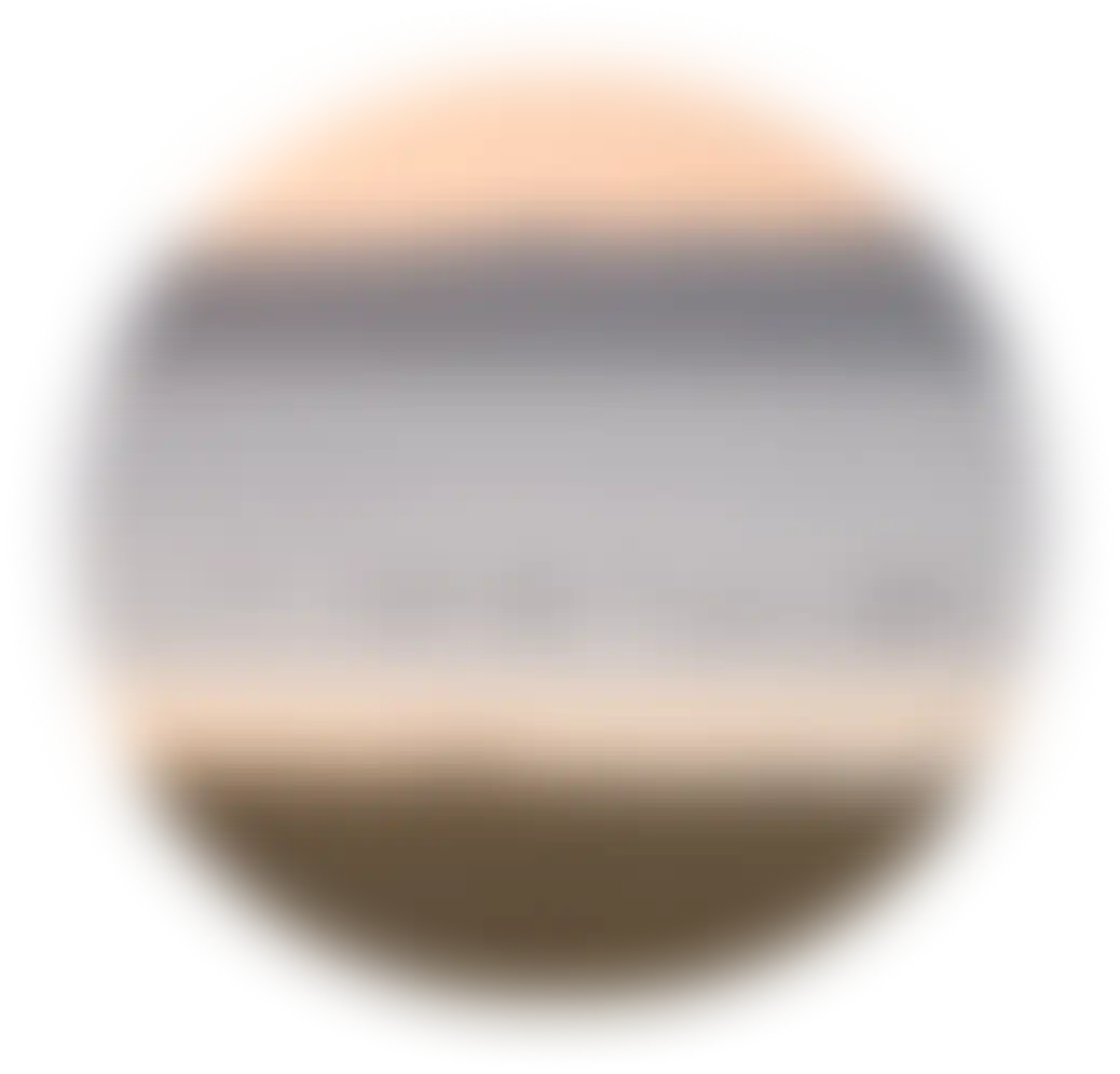 Groupe d’oiseaux flottant sur un plan d’eau calme au coucher du soleil, avec collines en arrière-plan.