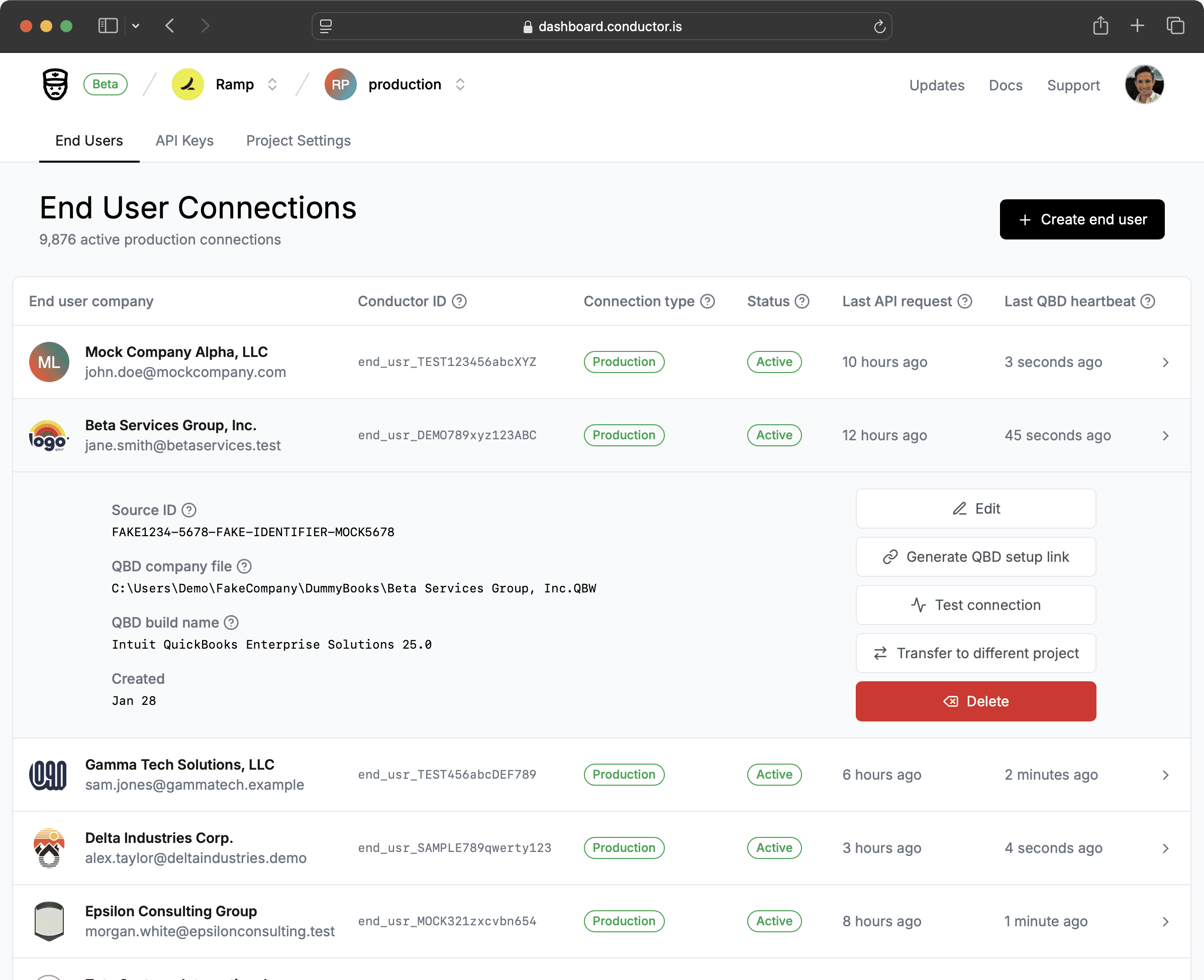 Conductor QuickBooks Desktop auth flow