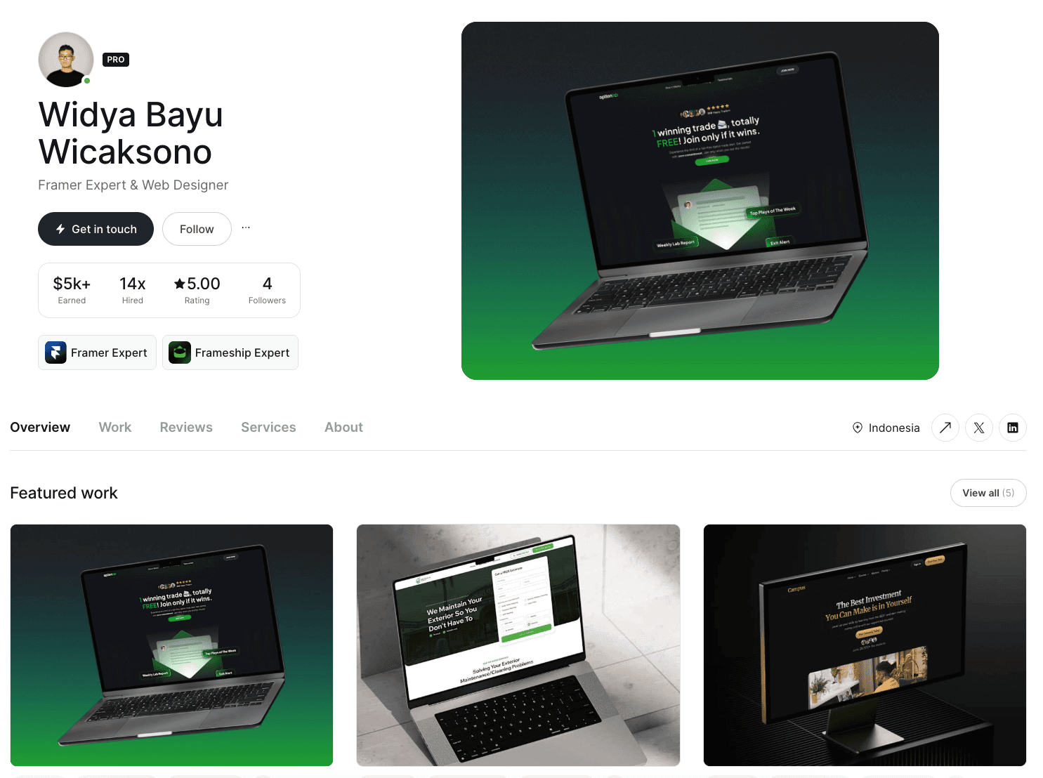 Frameship expert example page