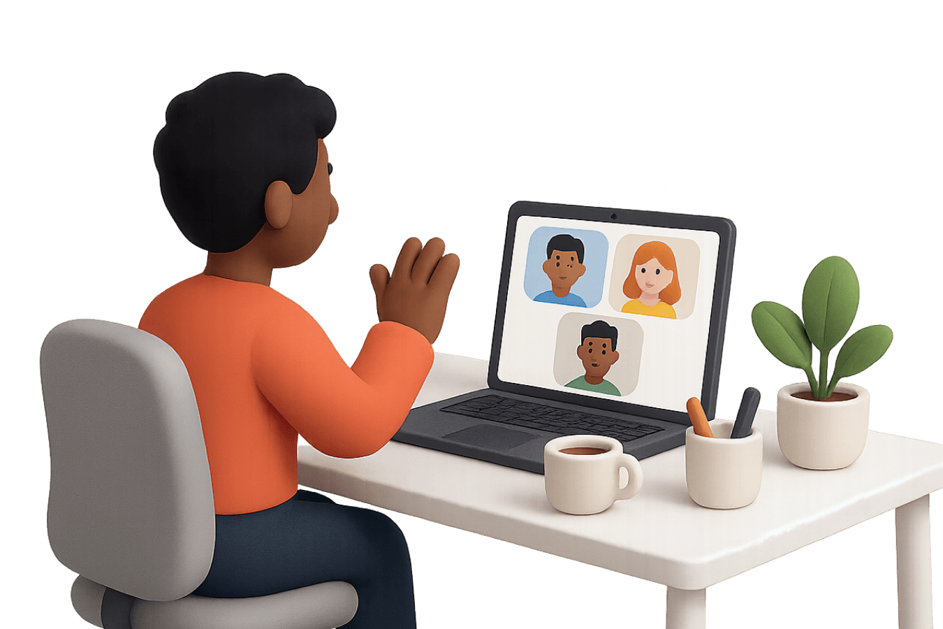 Digitale Terminplanung mit anny – zwei Personen im Gespräch per Video-Call