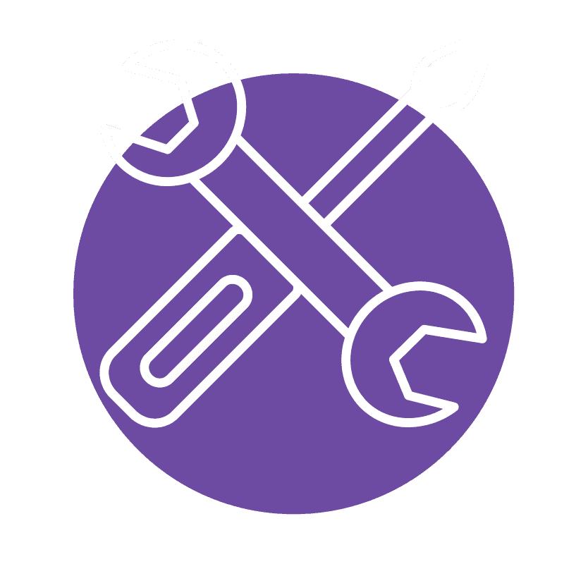 Icon of a screwdriver nd spanner crossing over