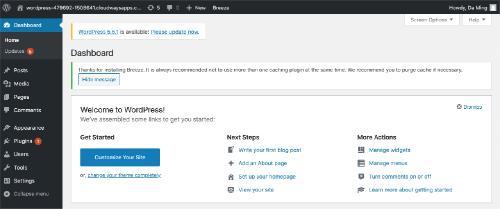 wordpress 後台介面