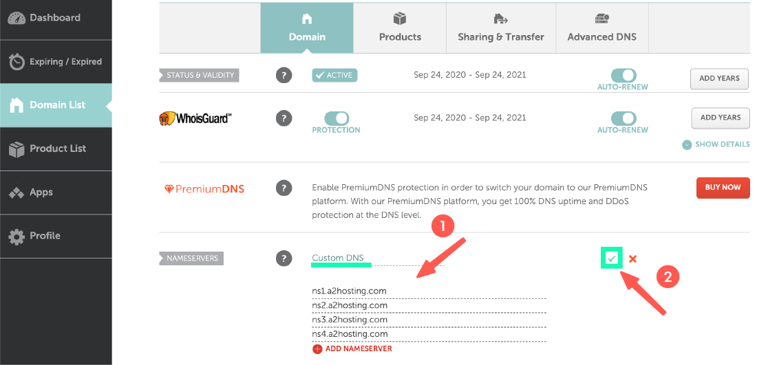 A2 hosting 主機教學:前往 NameCheap 設定 DNS 指向