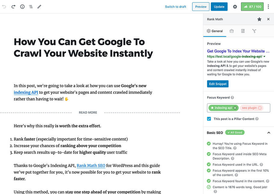 Rank Math SEO 外掛,單頁式網頁關鍵字優化