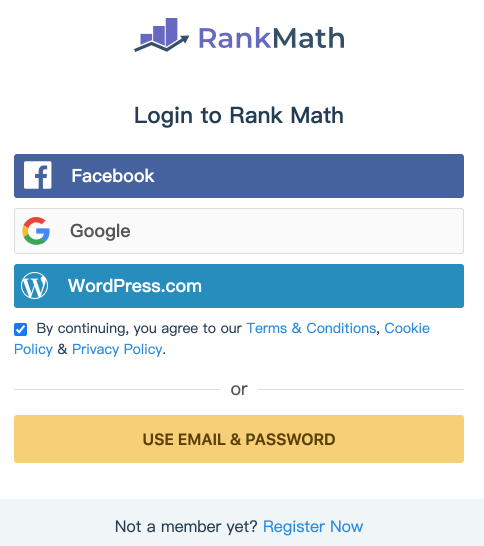 登入到 Rank Math SEO 外掛