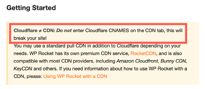 來自 WP Rocket 的提醒:不要在 CNAMES 欄位內填入 Cloudflare 的資料,會出現錯誤