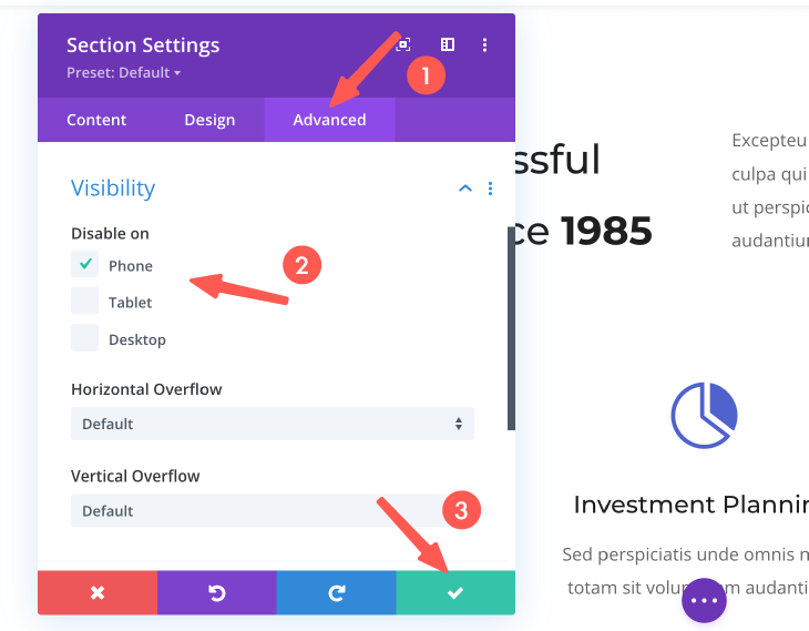 Divi中文教學 :不同裝置,是否顯示設定