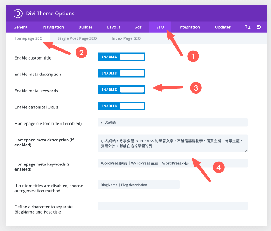 Divi教學 :WordPress SEO 設定