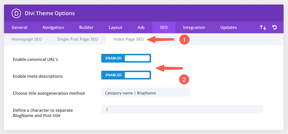 Divi教學 :Index Page SEO 設定