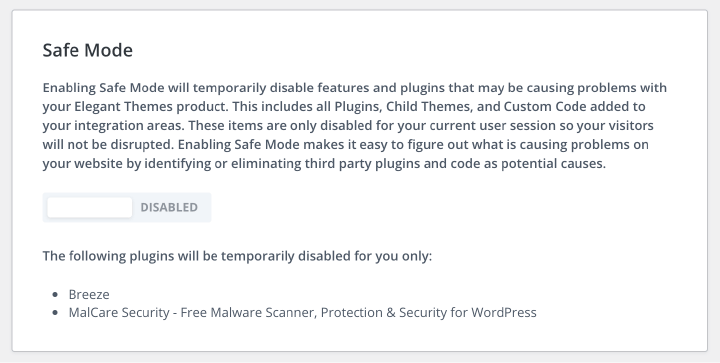 Divi教學 :Safe Mode 安全模式