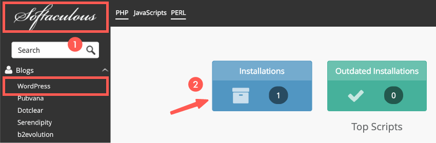 選擇已安裝的網站