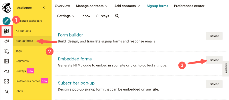 MailChimp教學 :選擇註冊表單類型