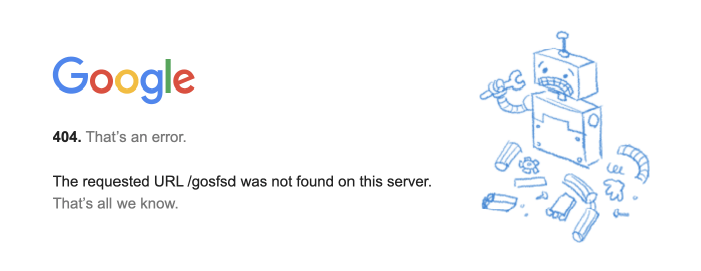 Google 的 404 錯誤畫面