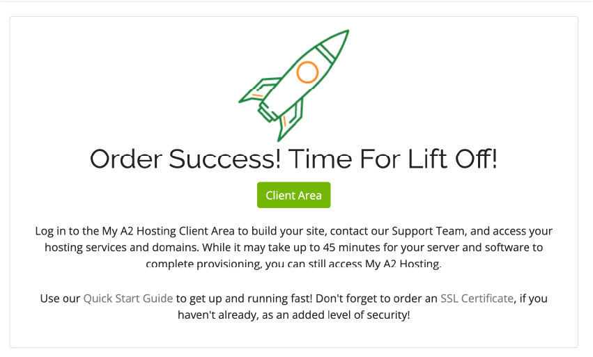 A2 Hosting 主機租用成功