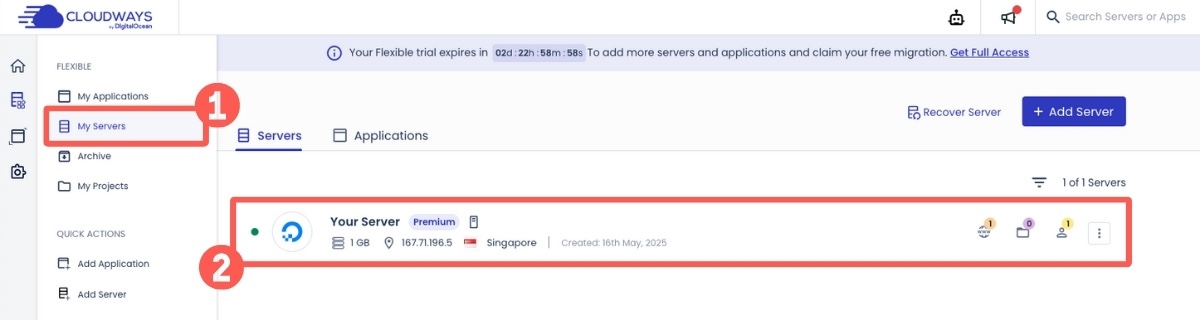 前往剛建置的主機