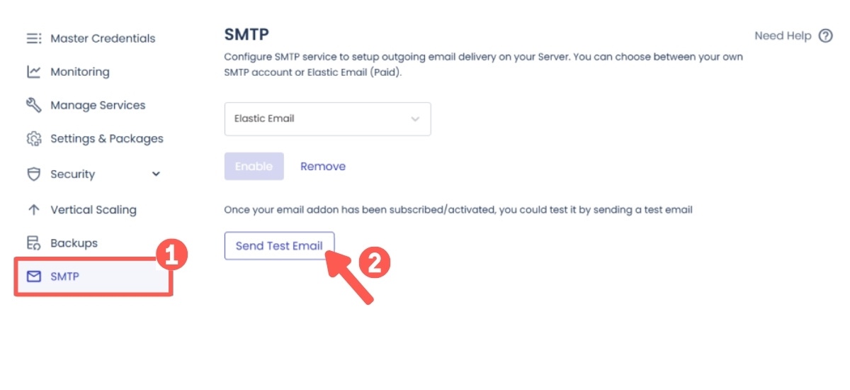 回到 Cloudways,點擊 Send Test Email 寄送測試信件