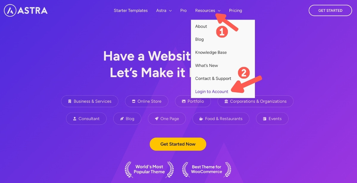 前往 Astra 官網,找到 Login to Account