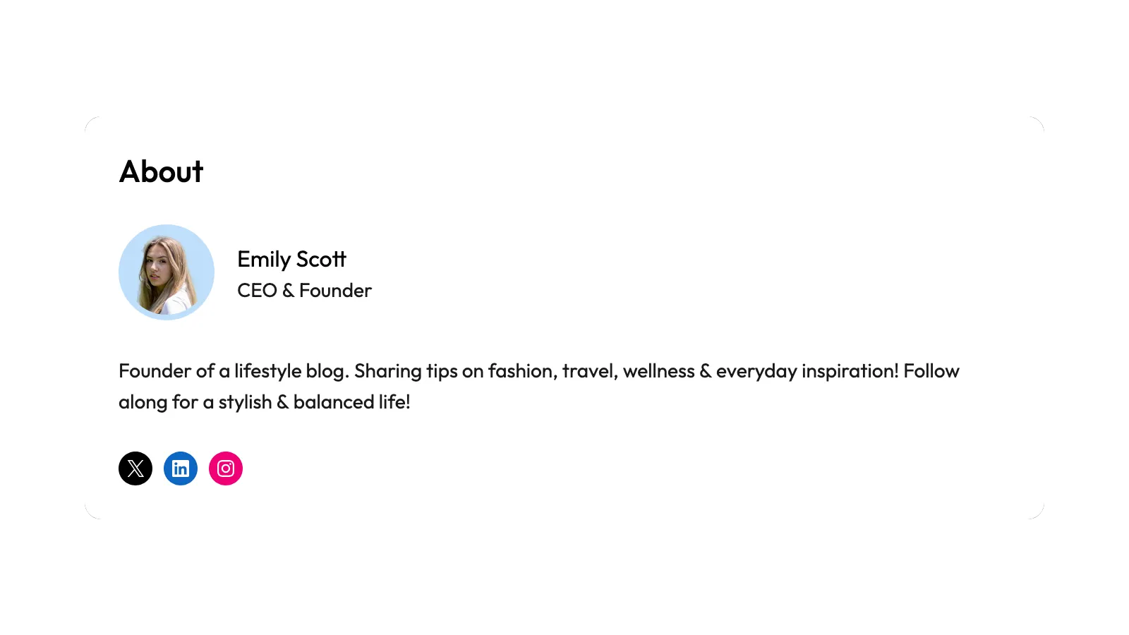 About Pattern Featuring Profile and Socials