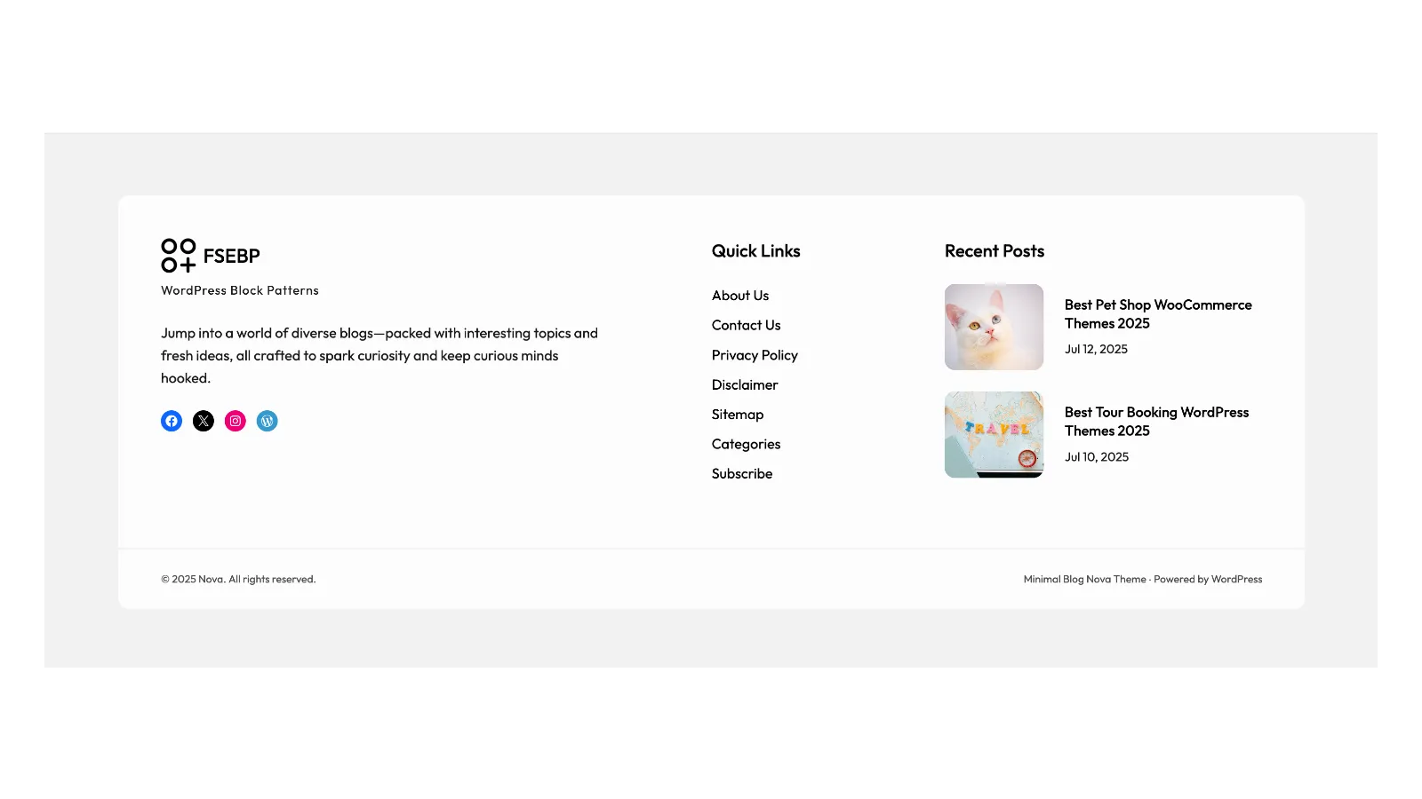 Box Footer Pattern Ideal for Blogging Themes