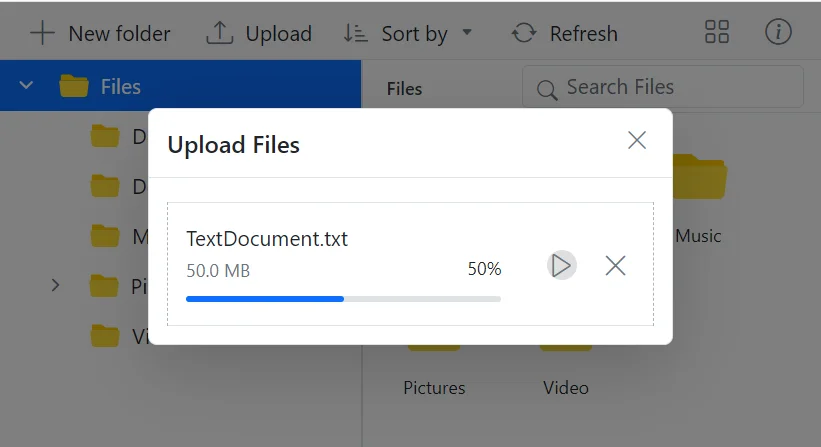 Chunk upload in Angular File Manager.