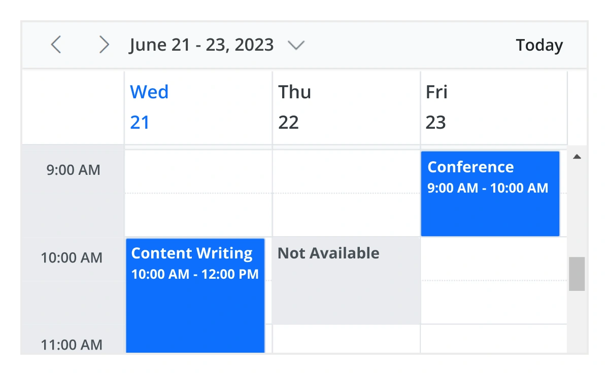 Block time intervals in Blazor Scheduler component.