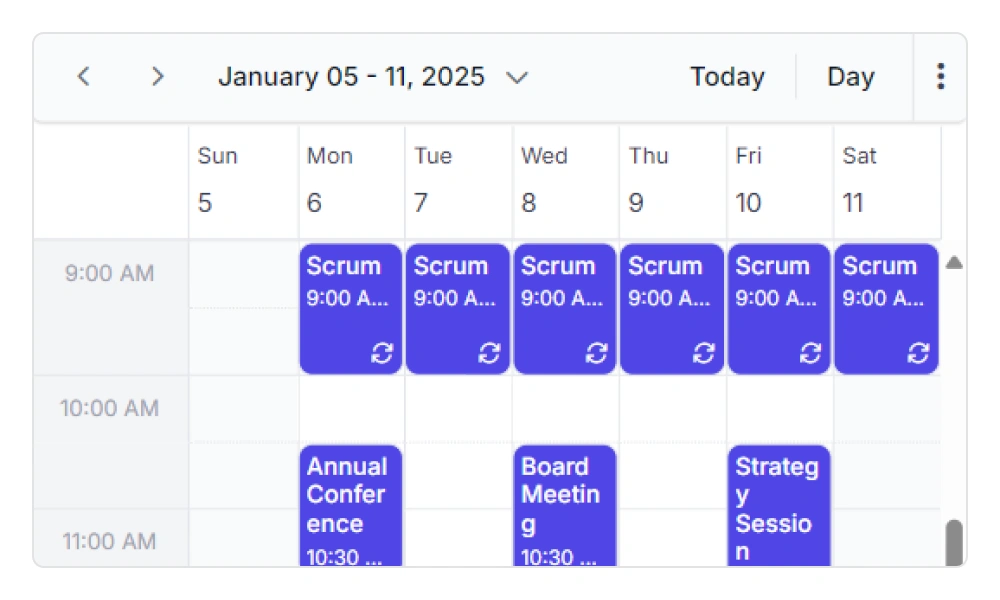 Prevent overlap events in Blazor Scheduler component.