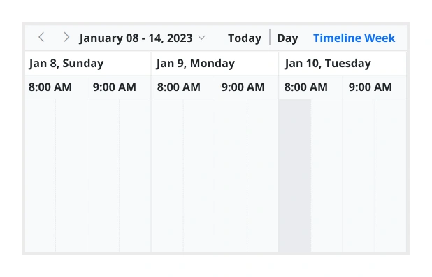 Illustration of setting start and end hours on Blazor Scheduler component.