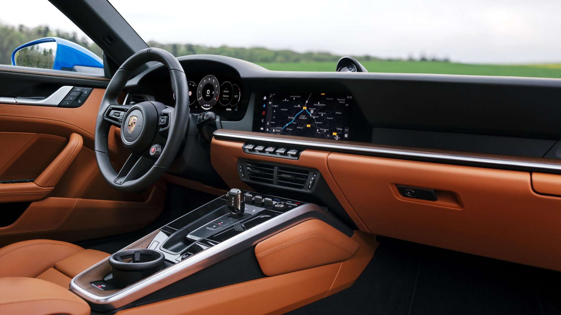 A photo of the cockpit of a 2025 Porsche 911.