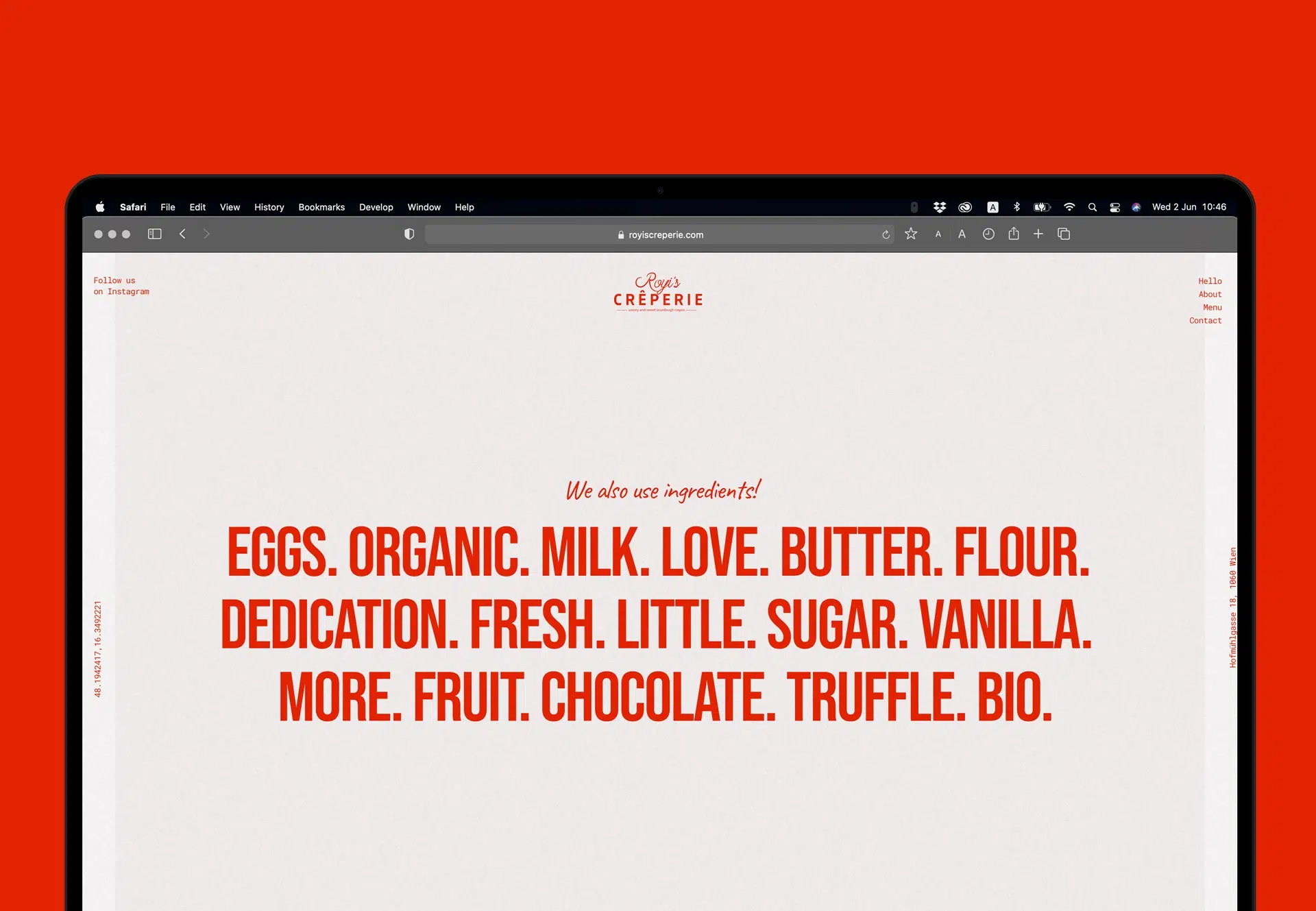 Royi’s Crêperie brand identity featuring minimalist design, handmade elements, and refined typography inspired by French culinary craftsmanship.