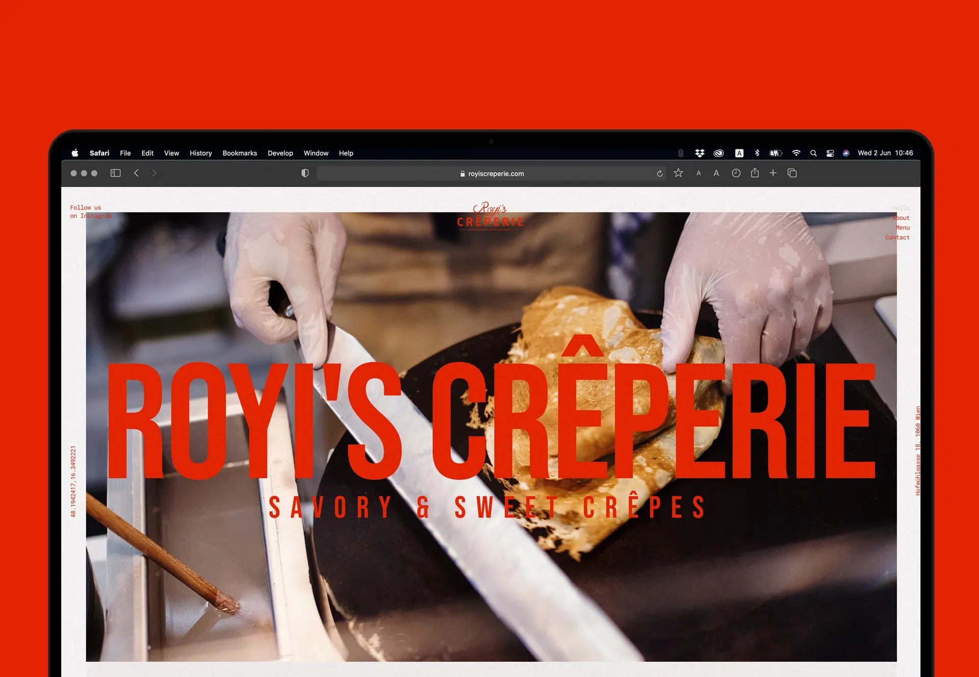 Royi’s Crêperie brand identity featuring minimalist design, handmade elements, and refined typography inspired by French culinary craftsmanship.