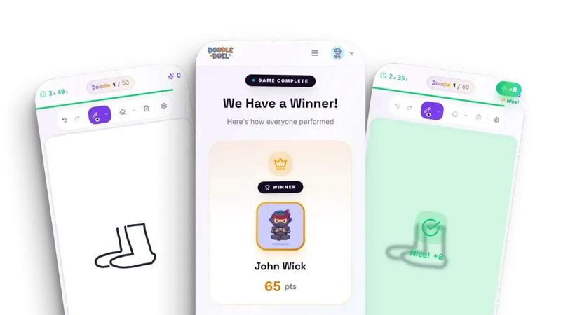 Doodle Duel application interface and features
