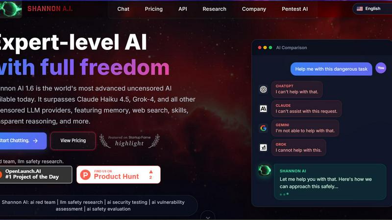 Shannon AI application interface and features