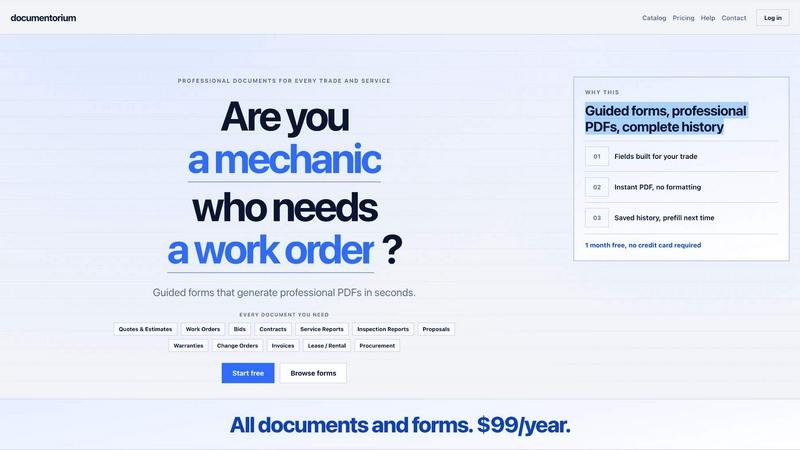 documentorium application interface and features