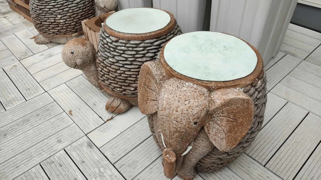 ガーデンスツール象+亀