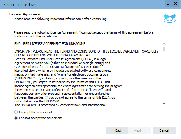 UnHackMe license agreement