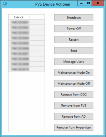 pvs device actioner gui vm